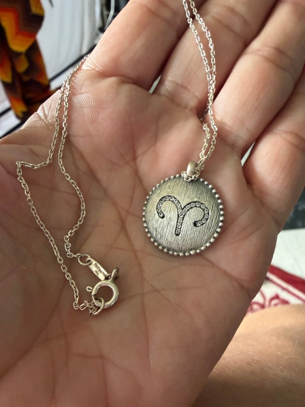 Satya necklace, sterling silver, gemstone, Aries zodiac